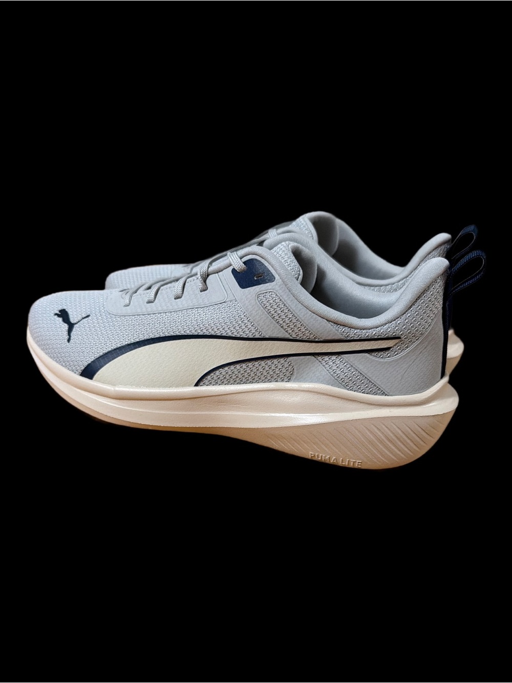 Puma ROCKET FUEL Light Gray and Navy Running Shoes size 10.5 EUC 1X